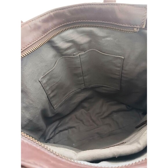 FRYE Melissa Collection Lg Dark Brown Leather Tote Bag Padded Divider Pockets - Picture 14 of 14